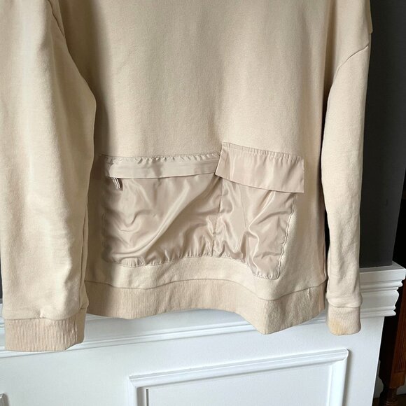 Grey Lab Contrast Pocket Beige Hoodie Sweatshirt Nordstrom Women's Size Large - Picture 5 of 11